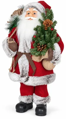 Produktbild von Benza – Weihnachtsmann-Figur – 60 x 35 x 20 cm – Handgefertigte Weihnachtsfigur mit Weihnachtsbaum und Geschenkesack, KI-generiertes Bild