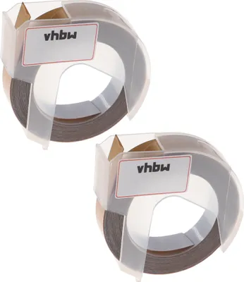 Produktbild von vhbw 2x 3D Prägeband-Schriftband-Kassette kompatibel mit Dymo Office-Mate II, Omega Etiketten-Drucker 3m x 9mm Weiß auf Gold