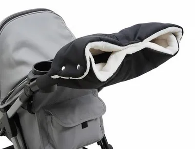 Immagine prodotto di Scaldamani per passeggino - Nero - Guanti caldi con teddy fleece - Impermeabili e antivento