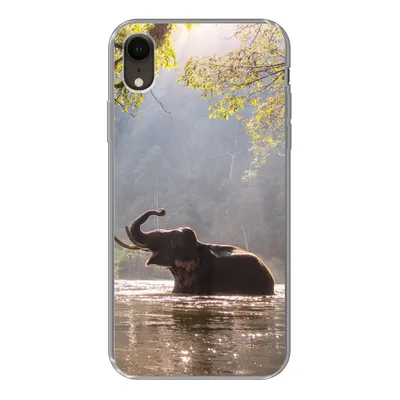 Produktbild von MuchoWow® Handyhülle Schutzhülle Hülle für iPhone XR Elefant - Wasser - Tiere - Bäume - Sonne Silikon Softcase Handy Hülle - Schutzdeckel