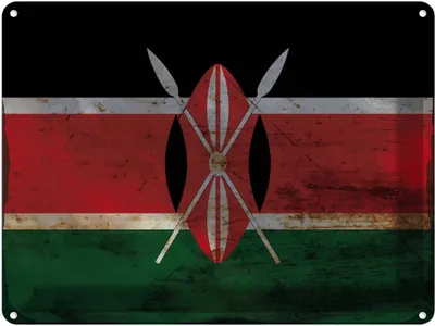 Produktbild von vianmo Blechschild 30x40 cm Kenia Kenya Flagge Fahne Wappen
