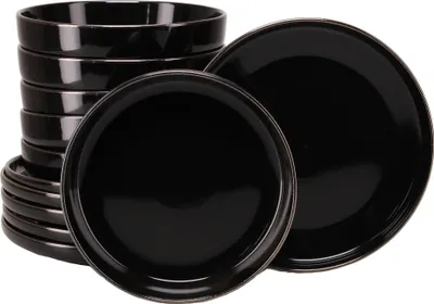 Produktbild von CreaTable, 24785, Nordic Festive Schwarz, Tafelservice 12-tlg, Steinzeug