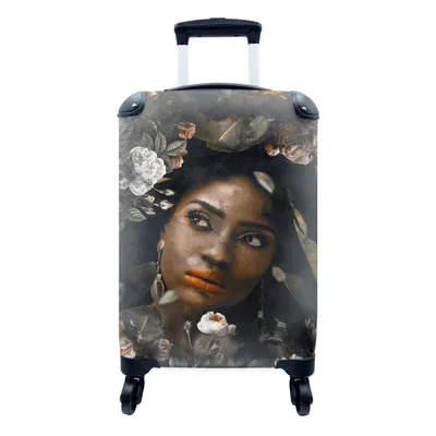 Produktbild von MuchoWow® Koffer Handgepäck Trolley Rollkoffer Kleine Reisekoffer mit 4 Rollen - Frau - Blumen - Farben - Cabin Size < 55x40x23 cm & 55x40x20 cm - Fotokoffer - Kabinenkoffer - Boardgepäck - Reise-Box - Reisekoffer - Reisegepäck - Koffer mit Bild - Trolley für Kinder