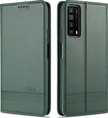 Produktbild von LaimTop LederHülle für Huawei P Smart 2021, Klapphüllen Brieftasche Magnetverschluss Ständer Schutzhülle für Huawei P Smart 2021 Grün