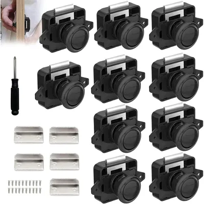 Produktbild von Einbauschlösser, 10 Stück Wohnmobil Schlösser, Metall Push Button Catch Door Lock Möbelschloss Schrank Schloss Cabinet Locks Drehknopf Schloß