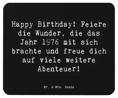Produktbild von Mr. & Mrs. Panda Mousepad Spruch 1976 Geburtstag - Schwarz - Geschenk, Glückwunsch, Mauspad, Geburtstagsfeier, laptop, Mouse Pad, Jahrgang, besonderer Tag, Alter
