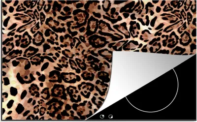 Produktbild von KitchenYeah© Herdabdeckplatte Tiermuster - Leopard - Design - Luxus , 91x52cm, Küche Deko, Glaskeramikkochfeld Herdabdeckung, Abdeckplatte fùr Kochfeld