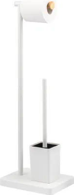 Produktbild von bremermann Stand-WC-Garnitur 2in1, WC-Bürste, WC-Rollenhalter, weiß/Bambus