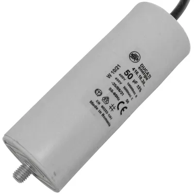 Motorstartkondensator 50µF 400V 45x117mm mit Kabel