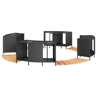 Produktbild von Whirlpool-Umrandung Schwarz Poly-Rattan und Massivholz Akazie