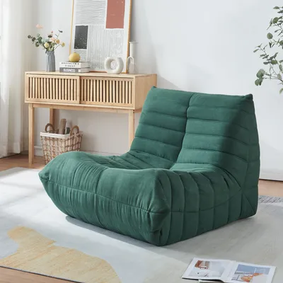 Image de Fauteuil de sol 'Kodsø' rembourré Fauteuil de sol avec dossier 75 x 90 x 100 cm microfibre vert