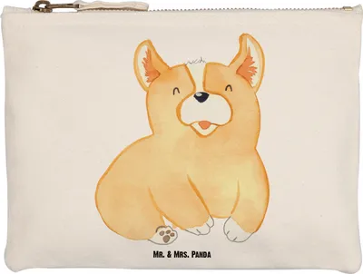 Produktbild von Mr. & Mrs. Panda Stoffbeutel Corgie Größe M - Weiß - Geschenk, Hund, Pouch, Kulturbeutel, Lebensfreude, Sprüche, Kosmetikbeutel, Spruch, Etui, Motivation, Bellen