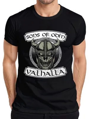 Immagine prodotto di Maglietta da uomo Sons of Odin Valhalla Viking Warrior Skull Nordic, nera, XXL