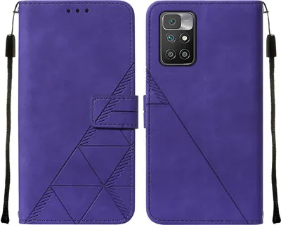 Produktbild von Redmi 10 Hülle, Schlank Prägung Flip Leder Kartenfächer Schutzhülle mit Ständer für Xiaomi Redmi 10 / 10 Prime Lila