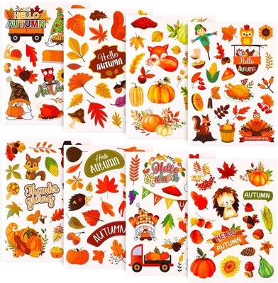 Image de Autocollants de fenêtre pour la décoration de Thanksgiving, lot de 16
