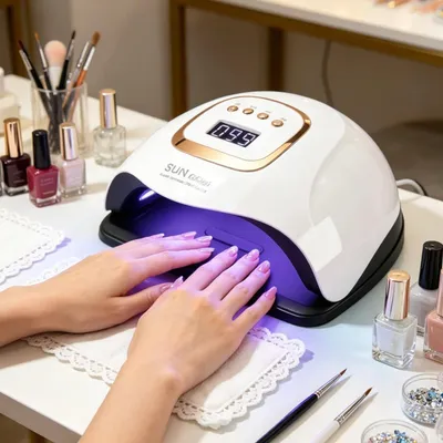 Produktbild von UV-LED-Nagellampe mit 81 LEDs, 380 W, Sensor und 4 Timern, abnehmbarer Boden