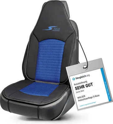 Produktbild von WALSER Car Comfort Auto-Sitzauflage S-Race, Auszeichnung * Autositzauflage für Highback-/Pilotensitze, Universal Sitzschoner-Auto, Sitzauflage-Auto Vordersitze blau/schwarz
