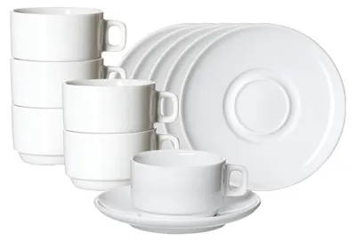 Produktbild von Ritzenhoff & Breker Bianco Kaffeetasse mit Untertasse 190 ml 6er Set