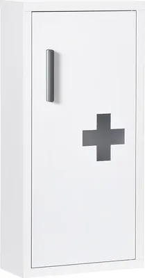 Image de Armoire À Pharmacie Armoire De Premiers Secours En Blanc Avec 3 Compartiments Intérieurs Et Fermeture Magnétique, Pour Médicaments, 40X15X53,5 Cm