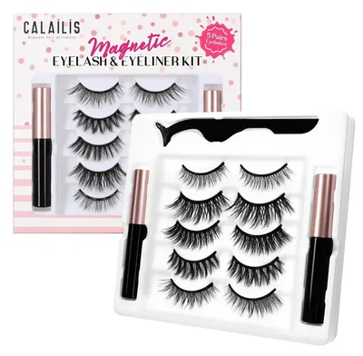 Produktbild von Magnetische Wimpern 5 Paar mit Pinzette und Eyeliner, Wiederverwendbar, Wasserfest
