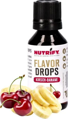 Produktbild von NUTRIFY Flavour Drops Kirsch-Banane 5x 30ml Set zuckerfrei, vegan, ohne Farbstoffe Kalorien
