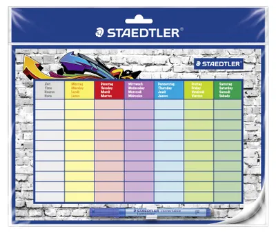 Produktbild von STAEDTLER 641 Stundenplan-Set mit Stundenplan, korrigierbarer Stift und Stiftklemme