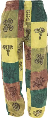 Produktbild von Patchwork Stonewash Yogahose, Uni Goa Baumwoll Hose - Grün, Herren, Baumwolle, Größe: L