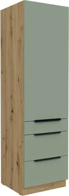 Obrázok produktu pre Potravinová skriňa so šuplíkmi LUNARA - šírka 60 cm, zelená / dub artisan