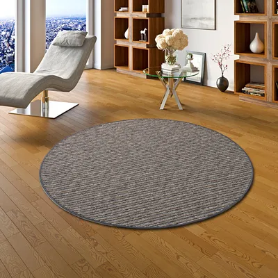 Produktbild von Streifenberber Teppich Marta Anthrazit Rund, Größe:200 cm Rund