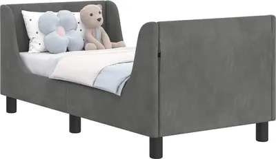 Zdjęcie produktu dla Stelaż łóżka dla malucha z oparciem ciemnoszary 70 x 140 cm