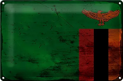 Produktbild von Blechschild Flagge Sambia 30x20cm Flag of Zambia Rost