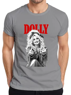 Obrázok produktu pre Tričko s potlačou Dolly Parton, country, rockabilly, retro, sivé, pánske, veľkosť S