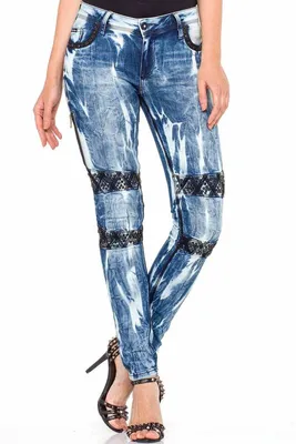 Produktbild von WD368 Damen Röhrenjeans mit modischen Stickereien