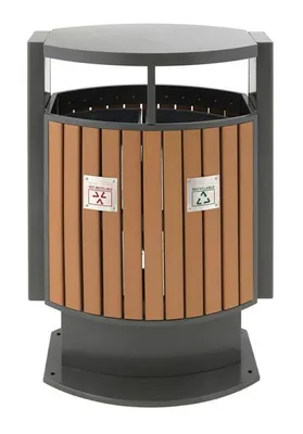 Produktbild von Abfallbehälter für Abfalltrennung draussen Holz Optik (31650422)