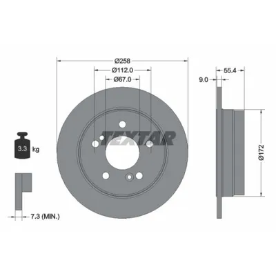 Obrázok produktu pre 2 brzdové kotúče Textar258 mm vzadu pre Mercedes triedy C W202