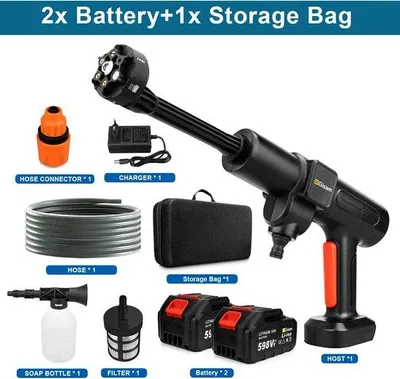 Immagine prodotto di Idropulitrici a batteria - Nero - 200 bar - 6 in 1 - 2 batterie - Elettriche - Idropulitrici per auto e giardino