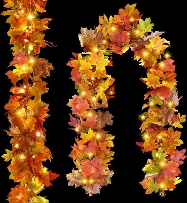Produktbild von Herbstgirlande 20Ft 40 LED künstliche Blätter Dekoration Lichter für Halloween und Thanksgiving