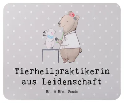 Produktbild von Mr. & Mrs. Panda Mouse Pad Tierheilpraktikerin Leidenschaft - Grau Pastell - Geschenk, Mousepad, laptop, pc mauspad