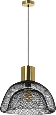 Produktbild von ARTE LAMP Hängelampe – Deckenleuchte für Schlafzimmer mit schwarzer Metall-Lampenfassung und Kupferfarbenem Lampenschirm – Hängeleuchte LED mit Kabel.Color:Schwarz, Messing