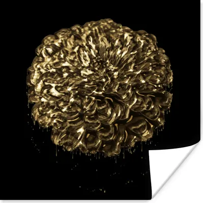 Produktbild von MuchoWow® Poster Blumen - Blätter - Gold 30x30 cm - Wandposter - Printing