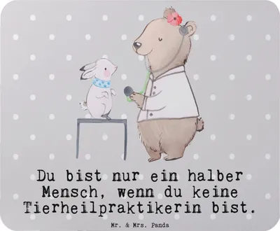 Produktbild von Mr. & Mrs. Panda Mouse Pad Tierheilpraktikerin Herz - Grau Pastell - Geschenk, Mousepad, computer, pc mausunterlage, laptop mauspad