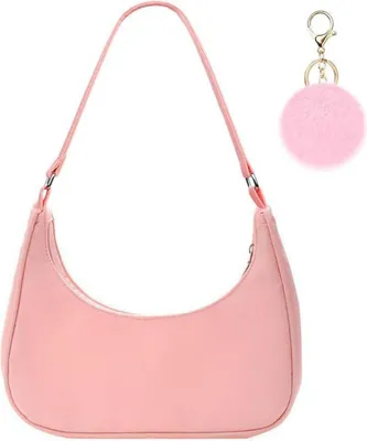 Produktbild von Aucuu Damen Nylon Umhängetasche mit Pom-Pom-Schlüsselanhänger 27x23x7 cm