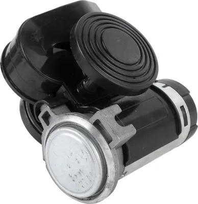 Productafbeelding van Autohorn, 115 dB, met trekgeluid, metaal, ABS, waterdicht, 12V DC, geschikt voor auto, motorfiets, boot, zwart