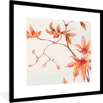 Produktbild von MuchoWow® Gerahmtes Poster Japan - Ahorn - Herbst - Vintage 40x40 cm - Poster mit Schwarzem Bilderrahmen Wandposter Rahmen Foto Bilder - Poster - Plakat im Rahmen