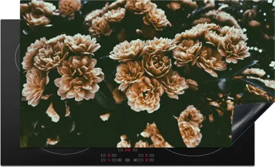 Produktbild von KitchenYeah© Herdabdeckplatte Blumen - Wild - Braun , 89x51cm, Küche Deko, Glaskeramikkochfeld Herdabdeckung, Abdeckplatte fùr Kochfeld