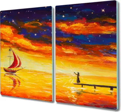 Produktbild von Coloray Hackbrett Küchenbrett Kochplattenabdeckung Schneidebrett Herdabdeckplatte 2x30x52 cm - Das Schiff Nachthimmel