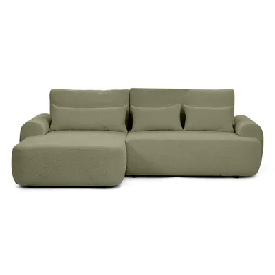 Produktbild von Ecksofa OLIVER mit Schlaffunktion & Bettkasten, Bouclé Grün, Eckseite links