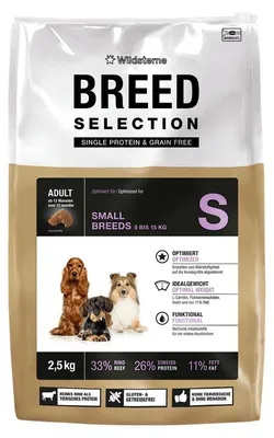 Produktbild von Wildsterne Breed Adult S | Optimiert für kleinere Hunde (Idealgewicht zwischen 5 bis 15 kg) | optimal für sensible Hunde | 2,5kg