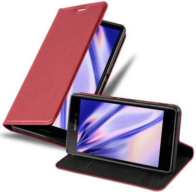 Obrázek produktu pro Cadorabo Case for Sony Xperia M4 AQUA Protective Case in Red Pouzdro na mobilní telefon s magnetickým zavíráním