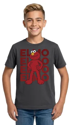 Produktbild von Spreadshirt Sesamstraße Elmo Pose Teenager T-Shirt, 152/164 (12-14 Jahre), Dunkelgrau